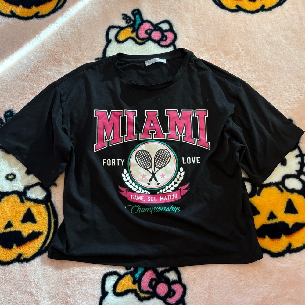 Black Miami Tennis Graphic Tee